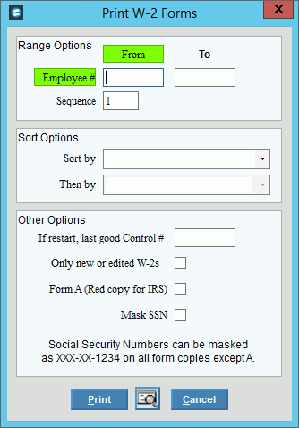 Print W-2 Forms Instructions